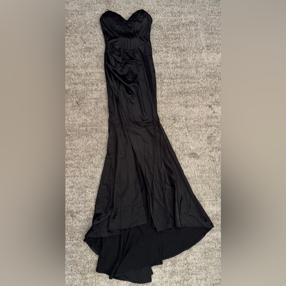 XS NWOT Strapless Black Dress w/ Gloves - Picture 1 of 9
